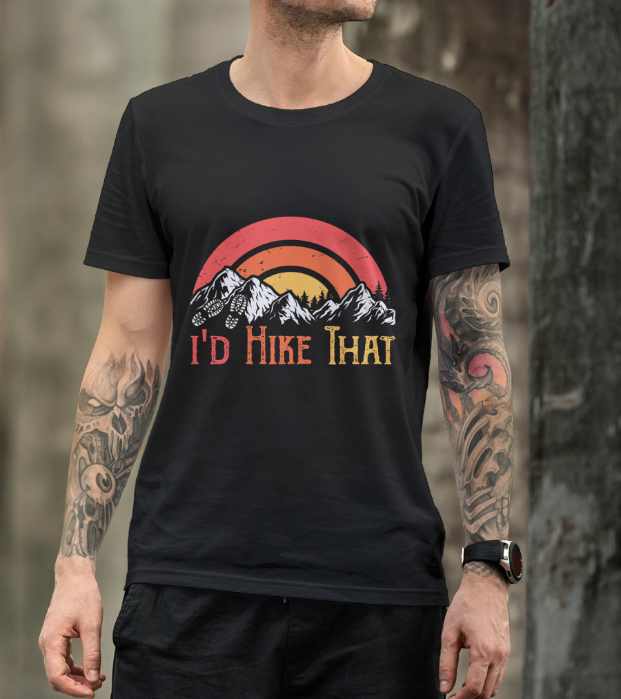 I’d Hike That Retro Mountain Sunset Hiking Scenery T-Shirt