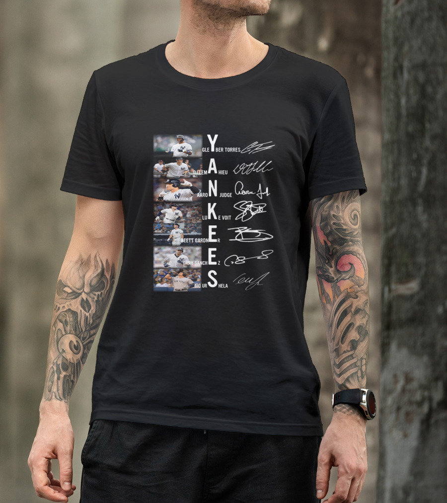 YANKEES SIGNATURE SERIES BASEBALL PLAYERS GLAYBER TORRES DJ LEMAHIEU AARON JUDGE LUKE VOIT BRETT GARDNER GARY SANCHEZ GIO URSHELA T-Shirt