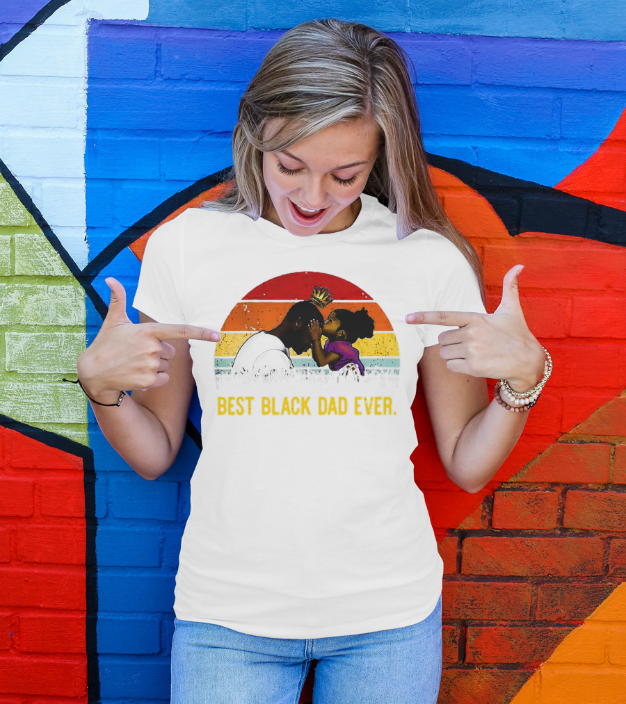 BEST BLACK DAD EVER CROWN SUNSET STRIPES T-Shirt