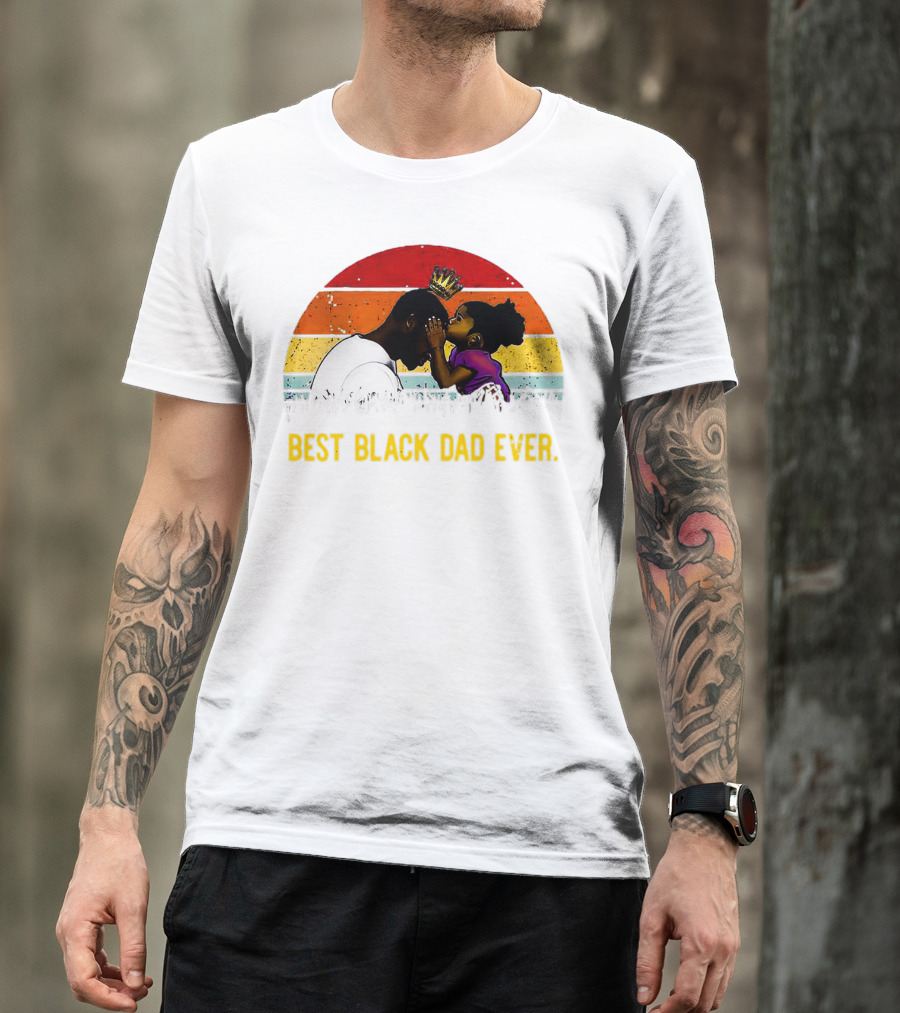 BEST BLACK DAD EVER CROWN SUNSET STRIPES T-Shirt