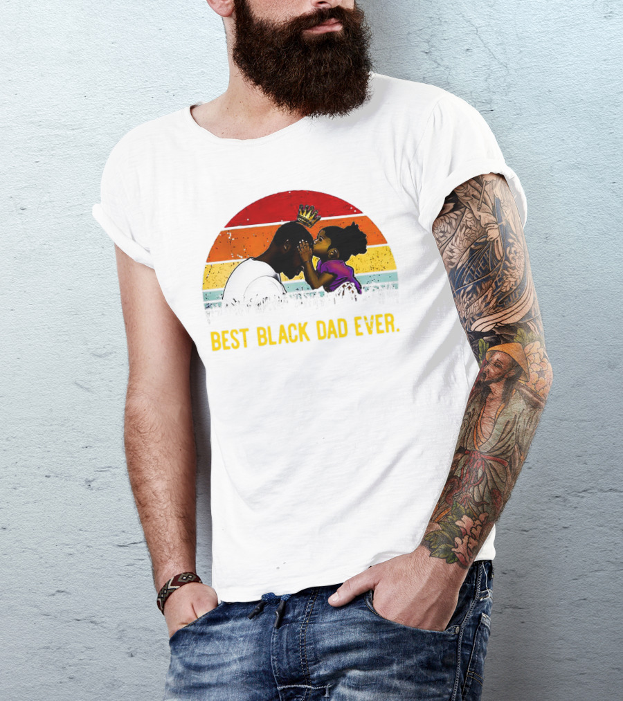 BEST BLACK DAD EVER CROWN SUNSET STRIPES T-Shirt
