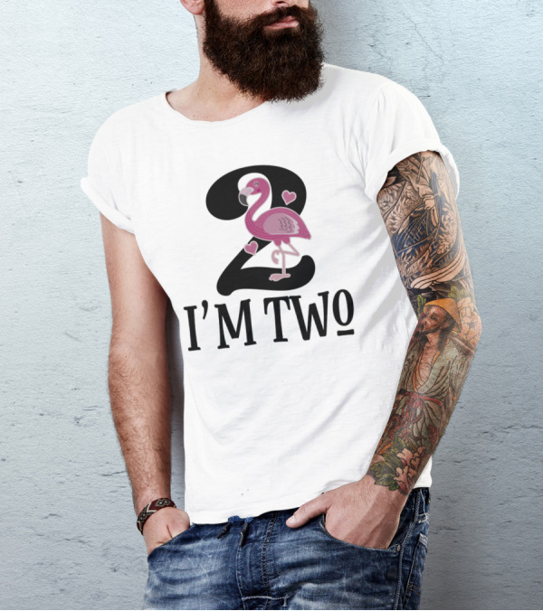 I'm Two Flamingo Hearts 2nd Birthday T-Shirt