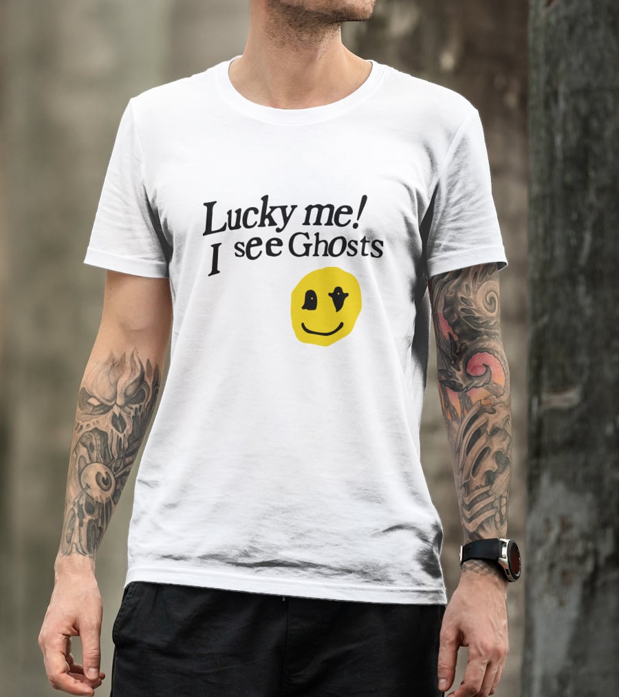 Lucky Me I See Ghosts Kids See Ghosts Merch Yellow Smiley Face T-Shirt
