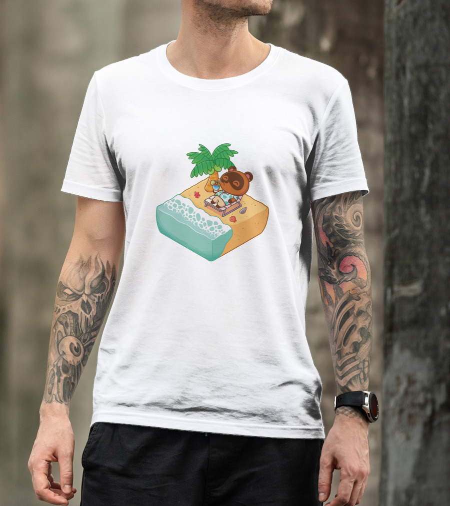 Tom Nook Beach Relaxation Paradise Island Scene T-Shirt