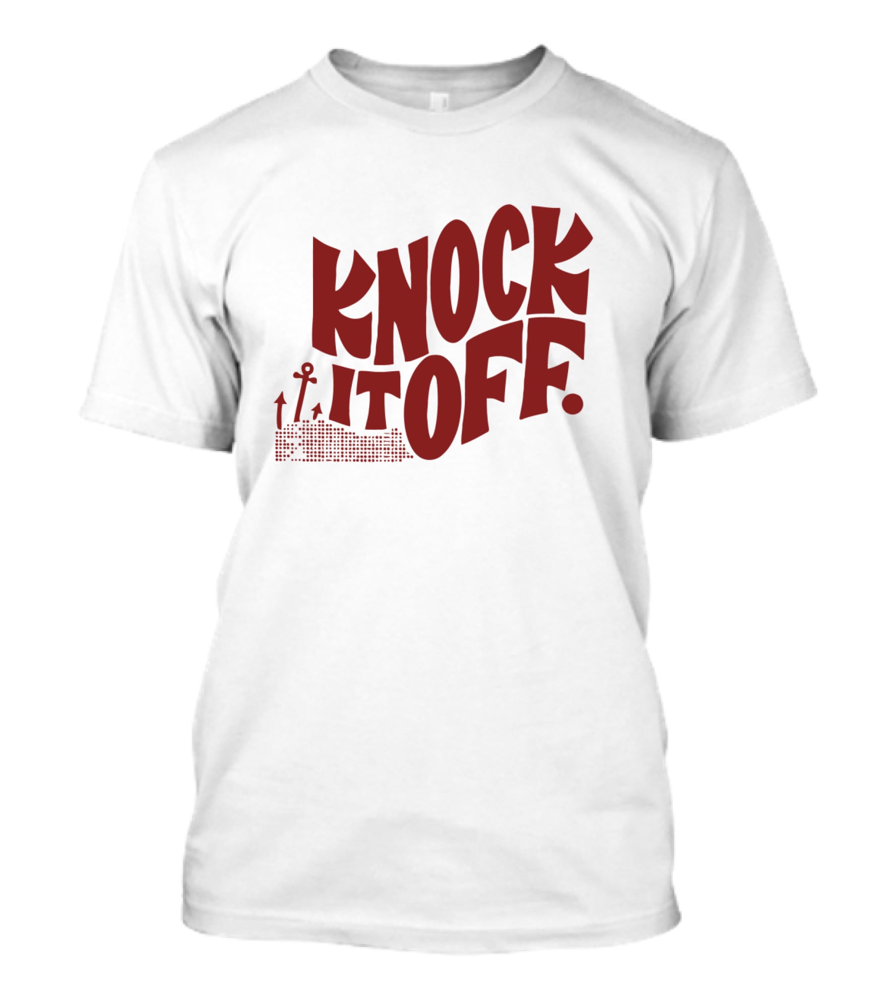 KNOCK IT OFF Lettering With Rising Arrow Figures T-Shirt