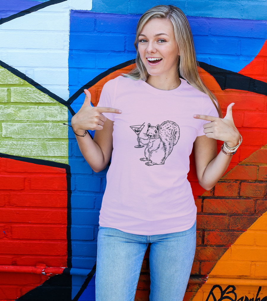 Planet Money Squirrel Holding Martini T-Shirt