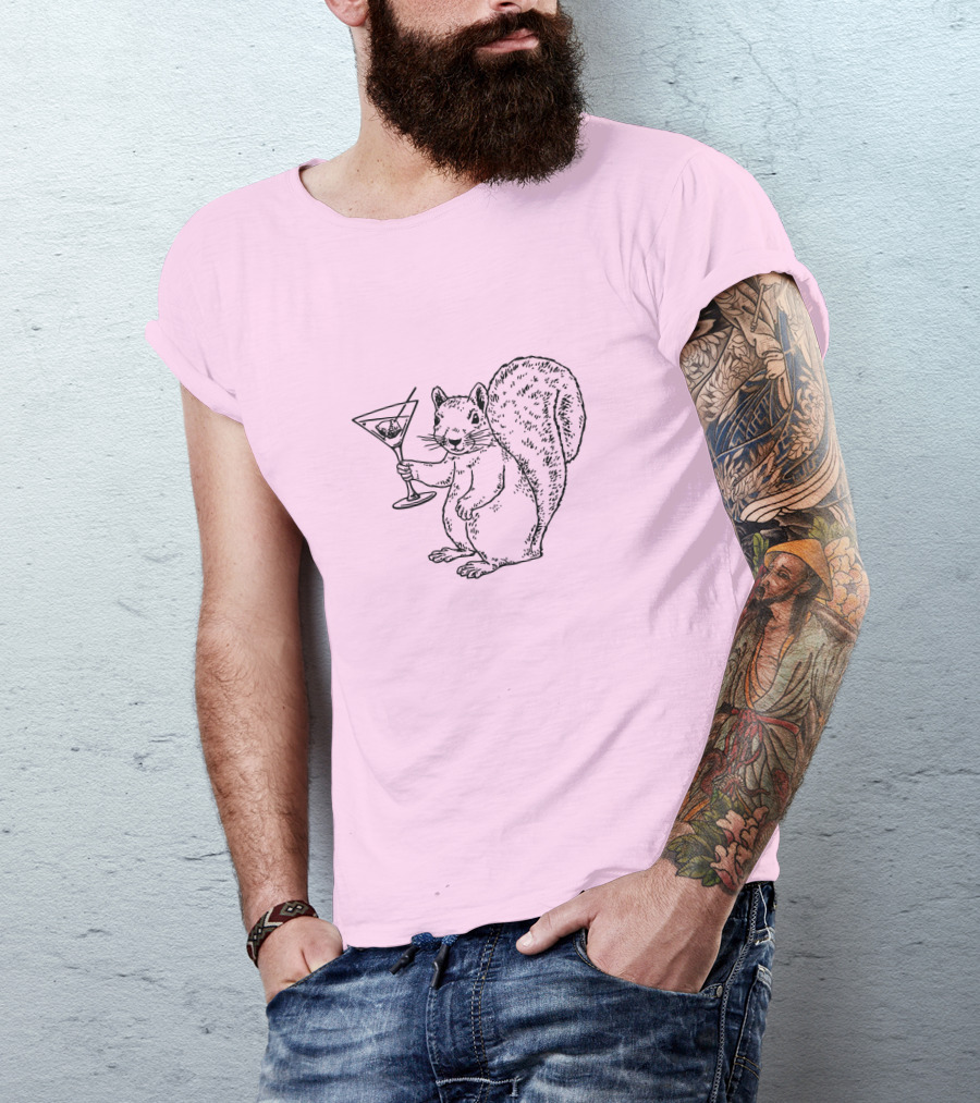 Planet Money Squirrel Holding Martini T-Shirt