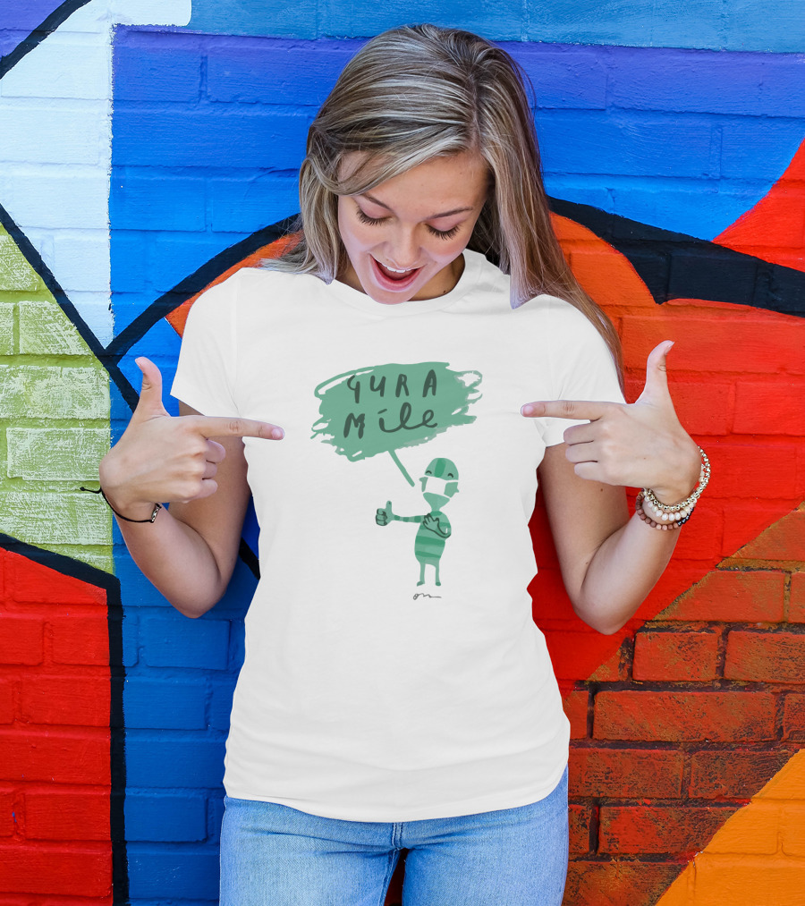 Gura Míle Green Cartoon Figure Thumbs Up T-Shirt