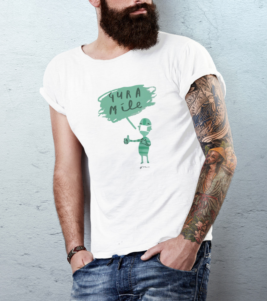 Gura Míle Green Cartoon Figure Thumbs Up T-Shirt