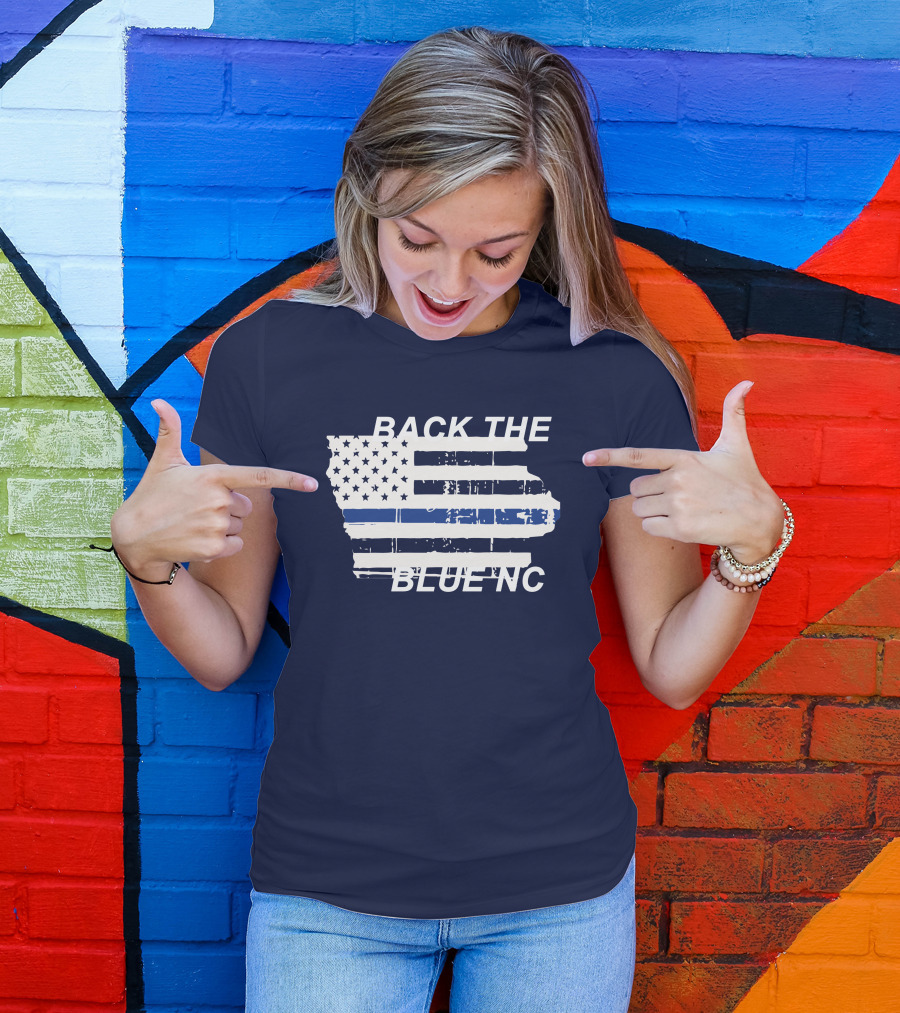 BACK THE BLUE NC American Flag T-Shirt
