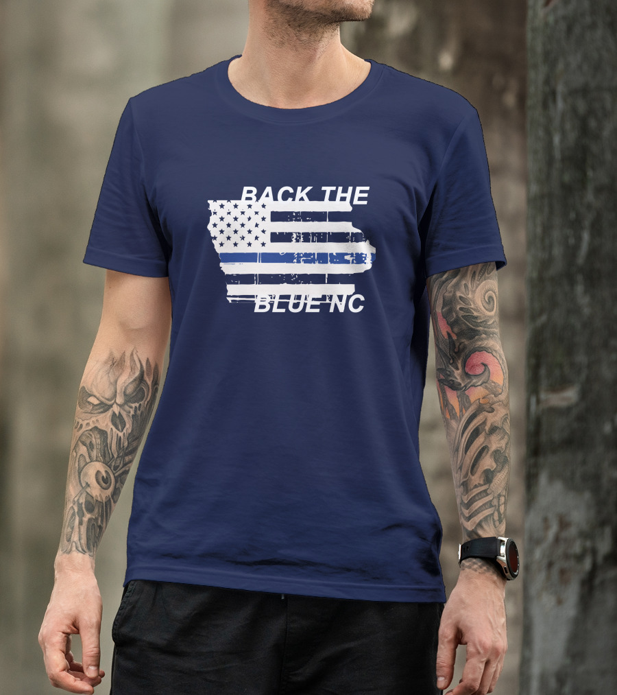 BACK THE BLUE NC American Flag T-Shirt