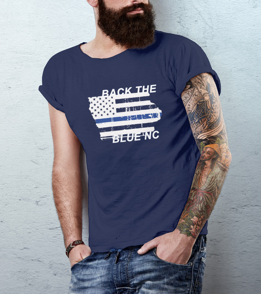 BACK THE BLUE NC American Flag T-Shirt