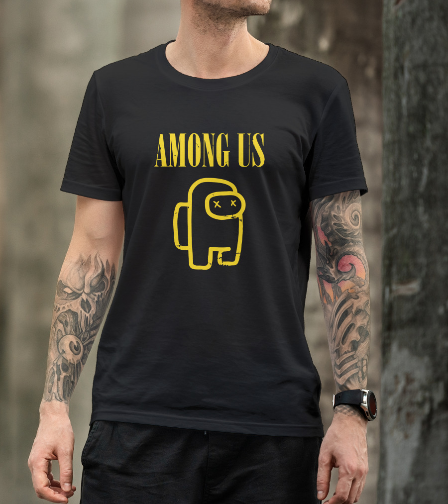 AMONG US Yellow Character Outline With X Eyes T-Shirt