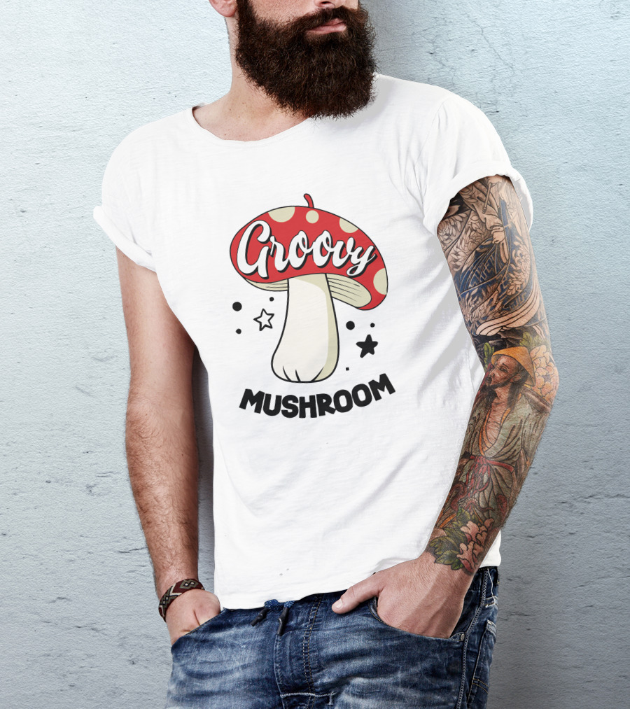 Groovy Mushroom Retro Polka Dot Star Fun T-Shirt