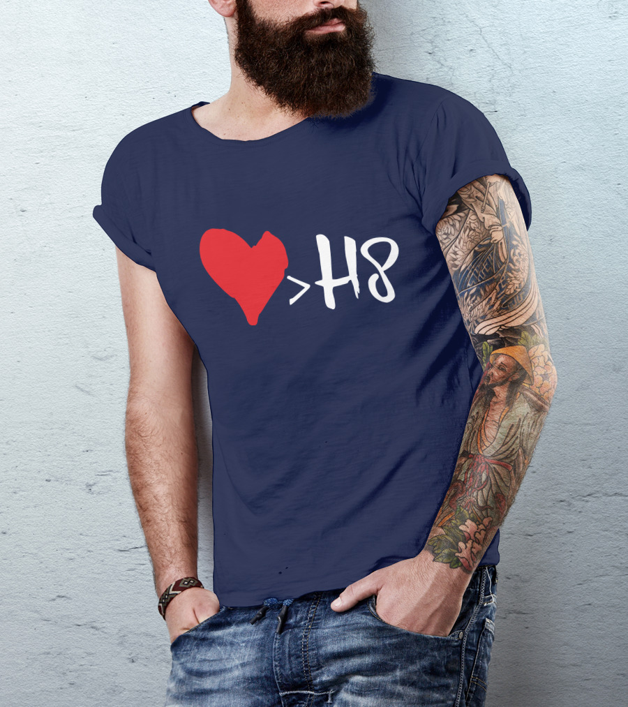 Love Heart Symbol Greater Than H8 T-Shirt