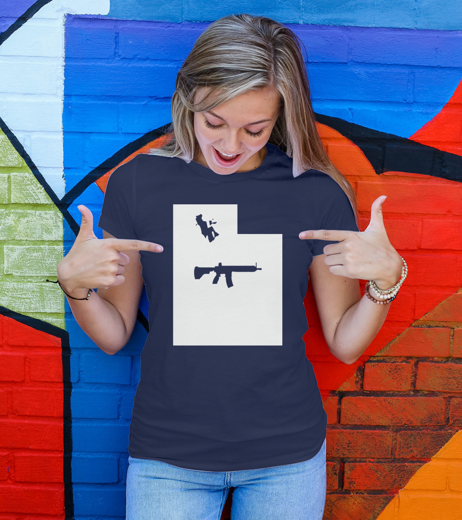 Keep Utah Tactical AR-15 Rifle And Skier In State T-Shirt