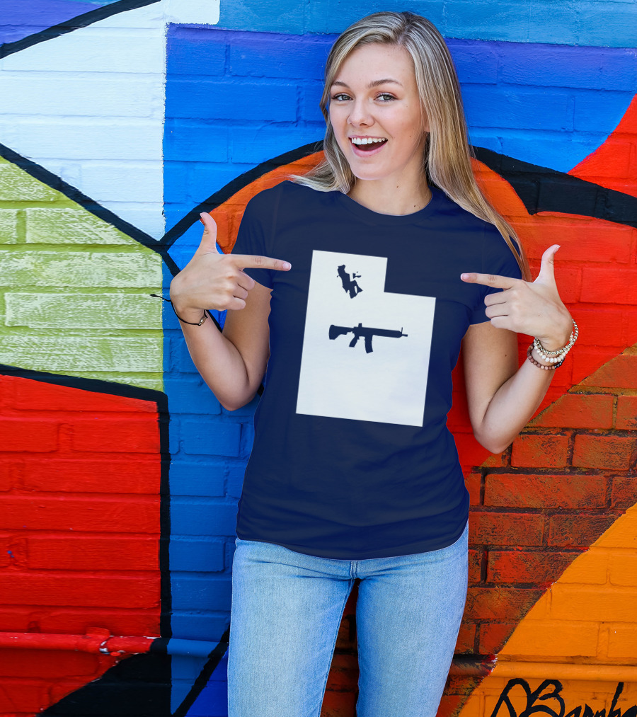 Keep Utah Tactical AR-15 Rifle And Skier In State T-Shirt