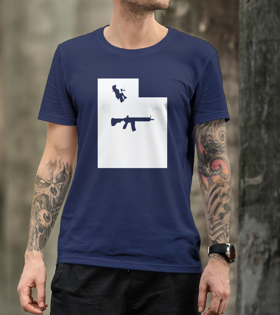 Keep Utah Tactical AR-15 Rifle And Skier In State T-Shirt