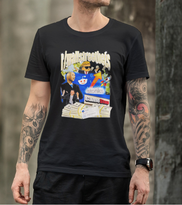 R/wallstreetbets Stonks GameStop Rocket Money Memes T-Shirt