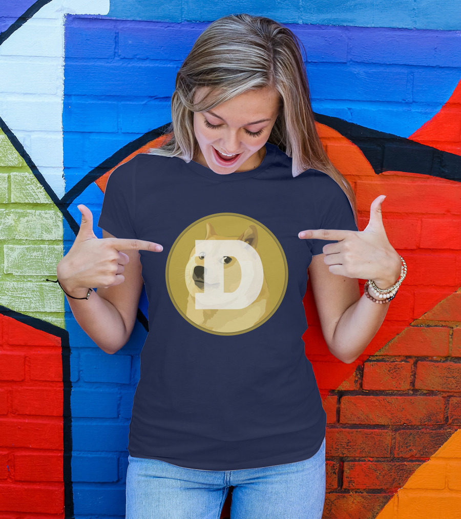 Dogecoin Dog Meme Cryptocurrency Icon D Letter T-Shirt