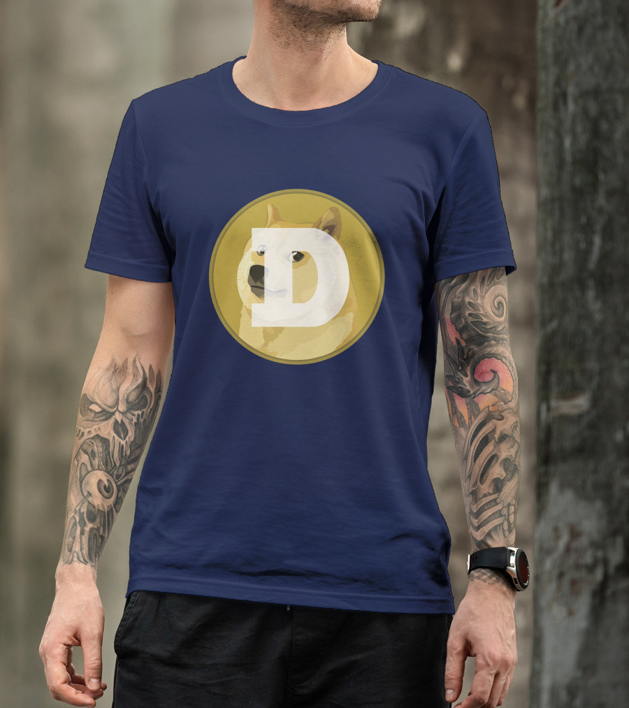 Dogecoin Dog Meme Cryptocurrency Icon D Letter T-Shirt