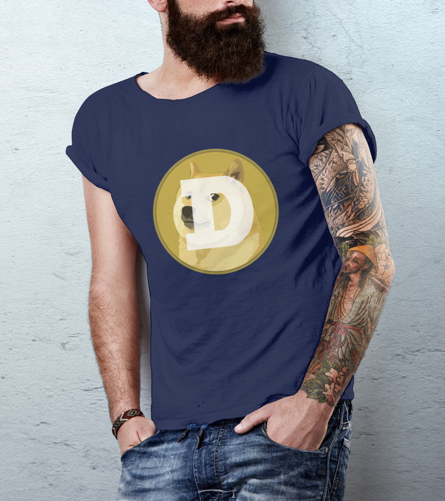 Dogecoin Dog Meme Cryptocurrency Icon D Letter T-Shirt