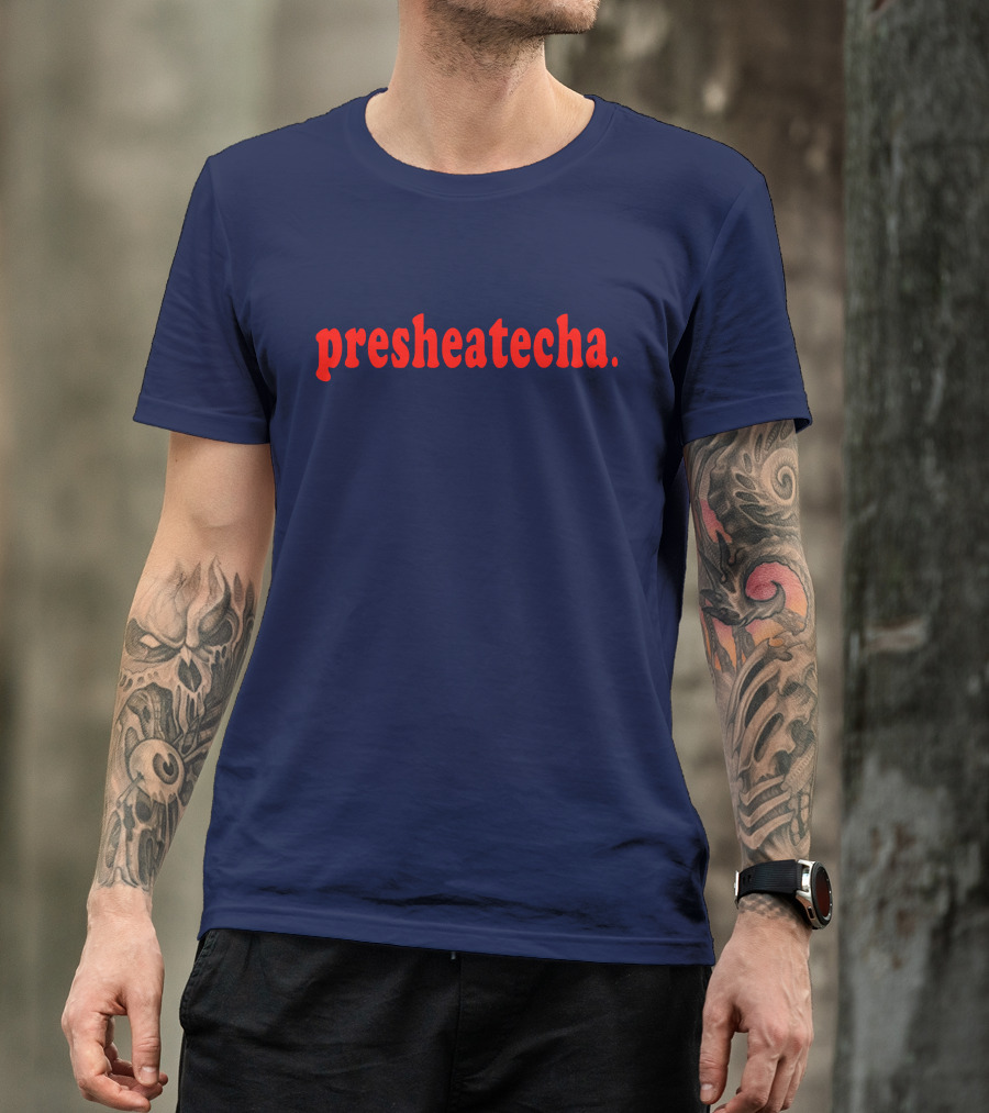 Presheatecha Thank You In Red Text On Dark Blue Background T-Shirt