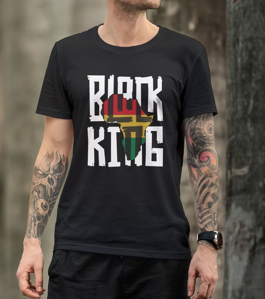Black King Africa Map Red Yellow Green T-Shirt