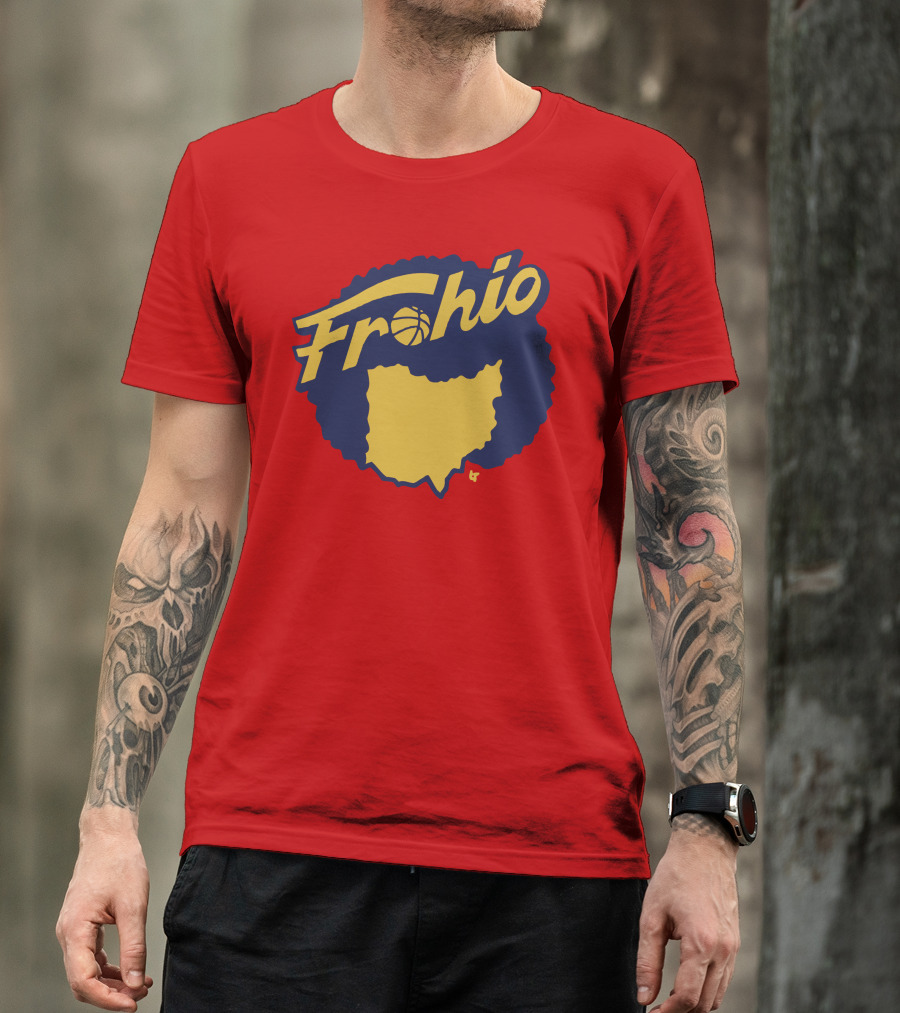 Frohio Ohio Basketball Map Silhouette Red T-Shirt