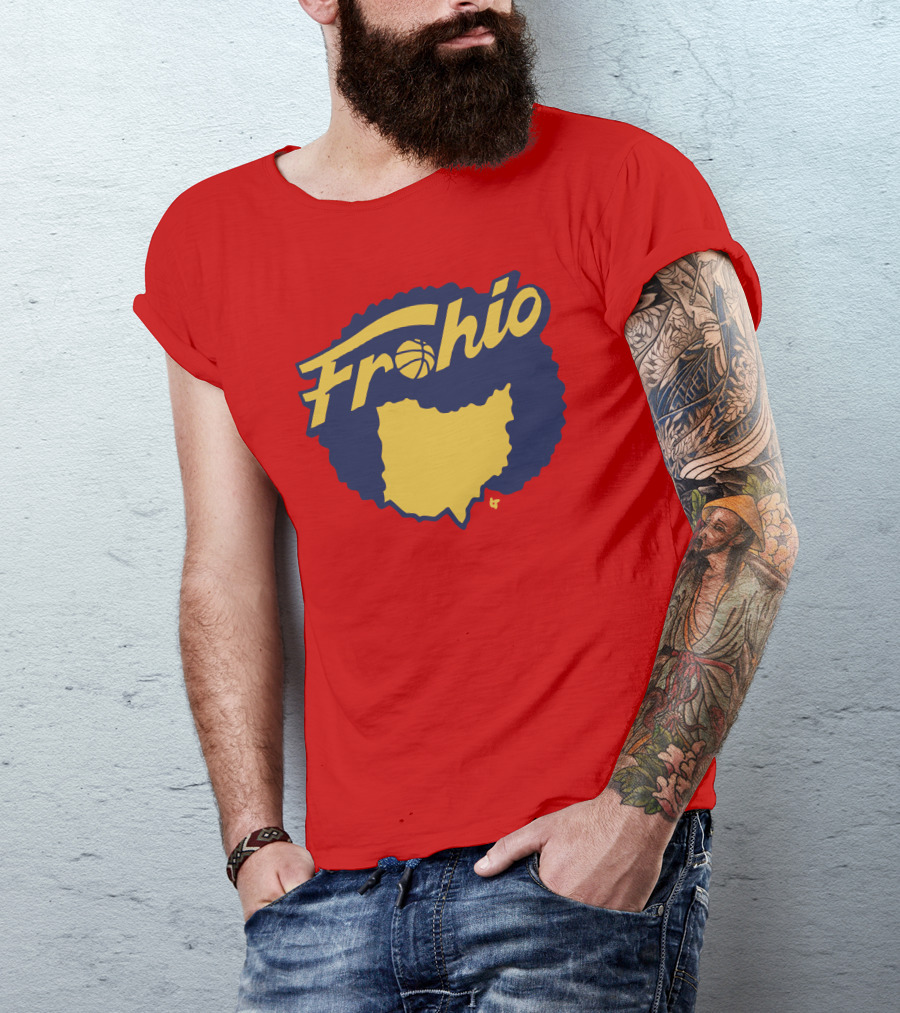 Frohio Ohio Basketball Map Silhouette Red T-Shirt