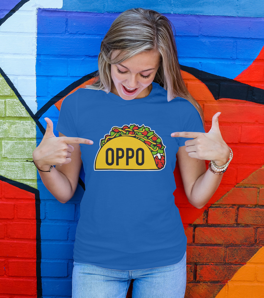 OPPO Taco Graphic On Vibrant Blue Background T-Shirt