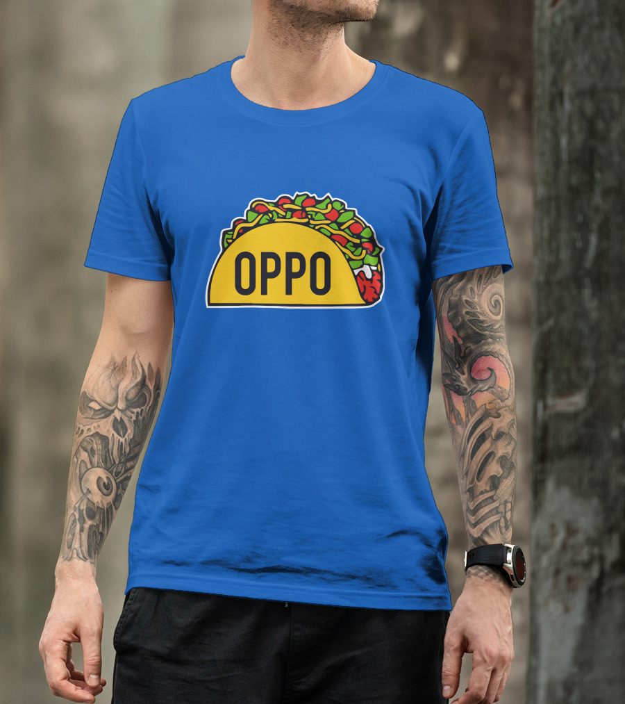 OPPO Taco Graphic On Vibrant Blue Background T-Shirt