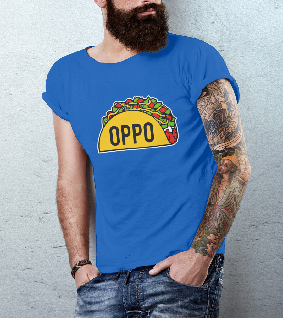 OPPO Taco Graphic On Vibrant Blue Background T-Shirt
