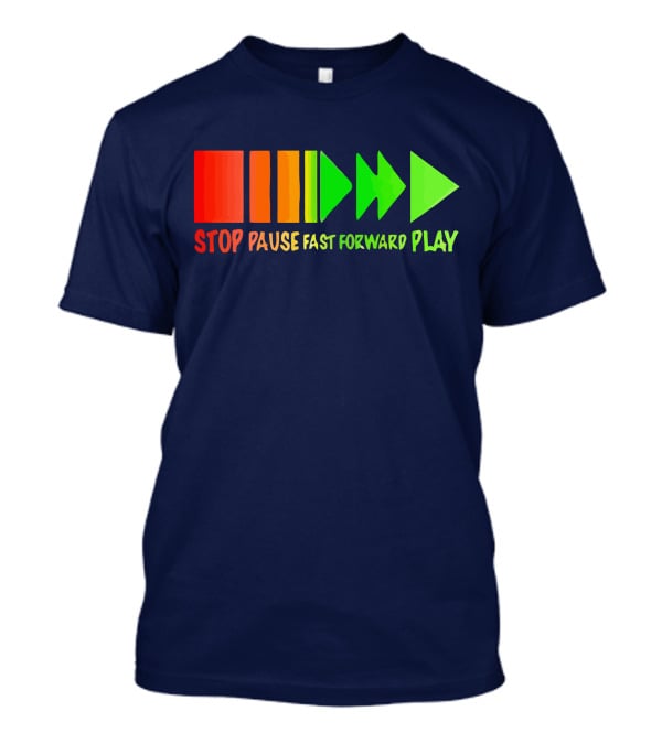 Stop Pause Fast Forward Play Bright Iconic Symbols T-Shirt