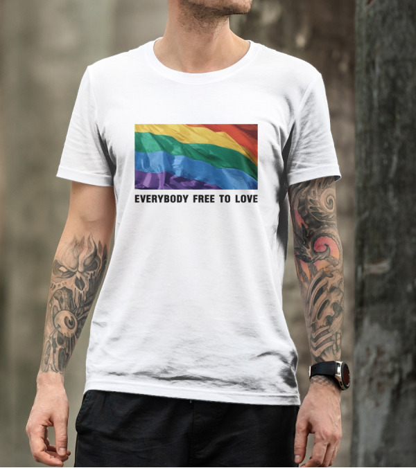 Everybody Free To Love Pride Rainbow Flag T-Shirt