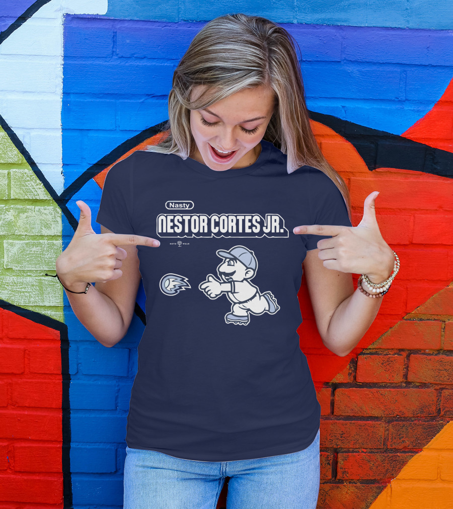 Nasty Nestor Cortes Jr. Cartoon Baseball New York Roto Wear T-Shirt
