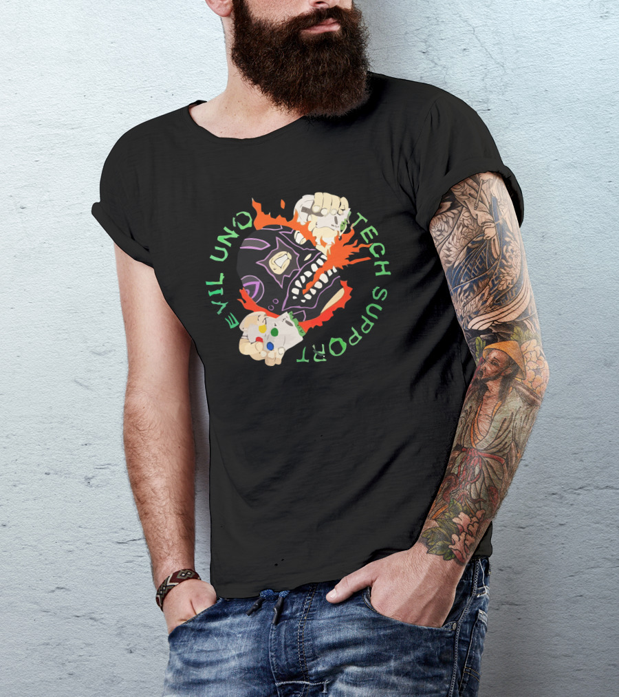 Evil Uno Tech Support AEW Mask And Game Controller T-Shirt