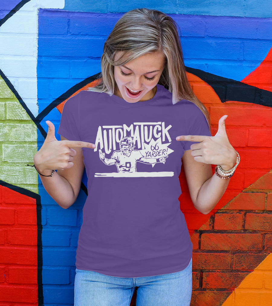 Automatuck 66 Yarder Football Player Purple Background T-Shirt