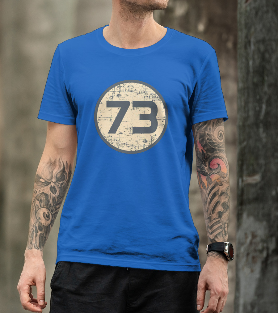 Big Bang Theory Sheldon Cooper 73 Vintage Distressed Blue Circle T-Shirt