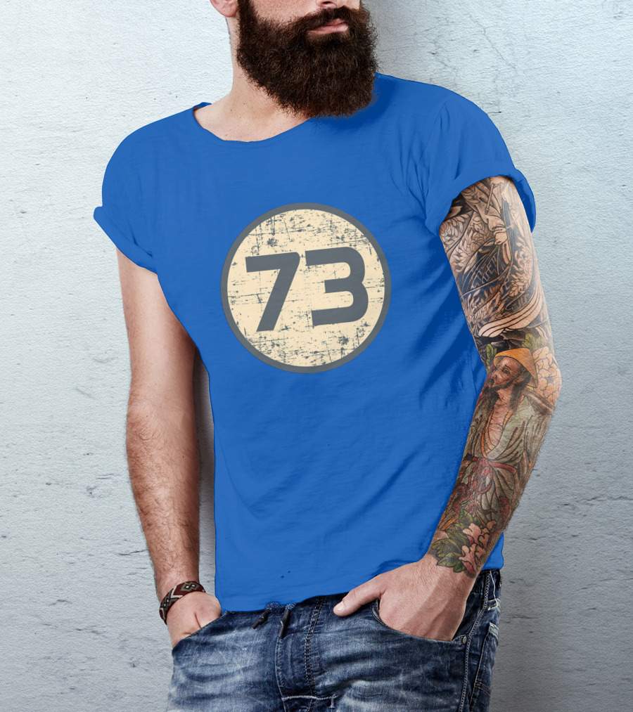 Big Bang Theory Sheldon Cooper 73 Vintage Distressed Blue Circle T-Shirt