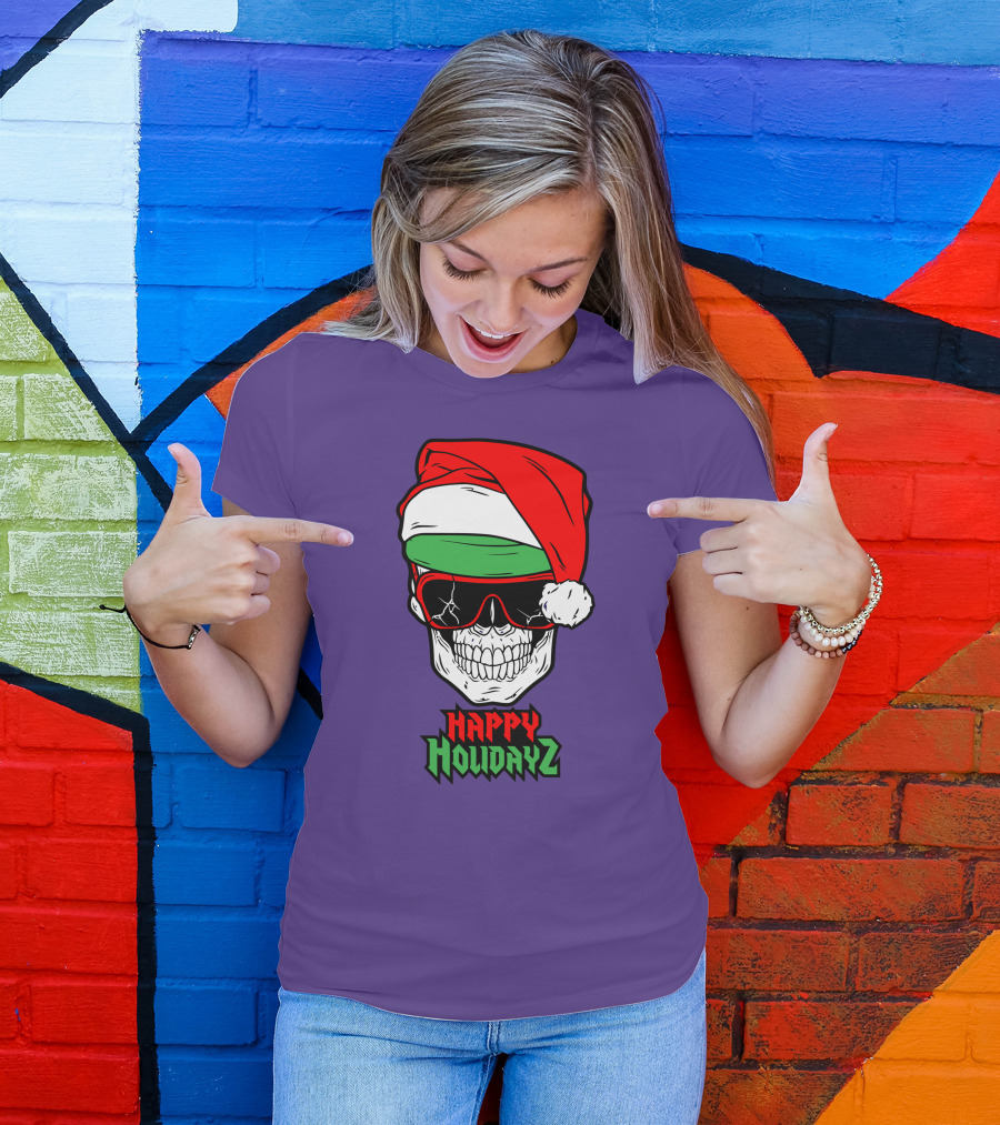 Matt Cardona Happy Holidayz Skull Santa Hat T-Shirt