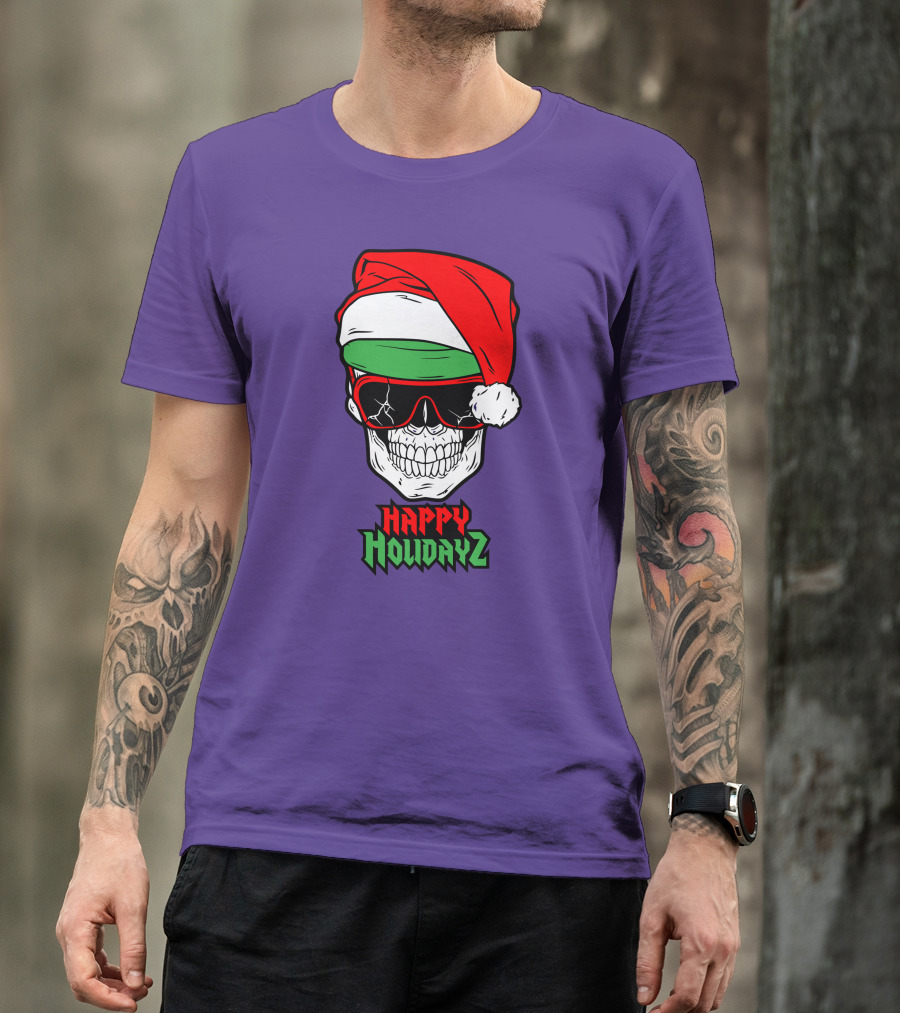 Matt Cardona Happy Holidayz Skull Santa Hat T-Shirt