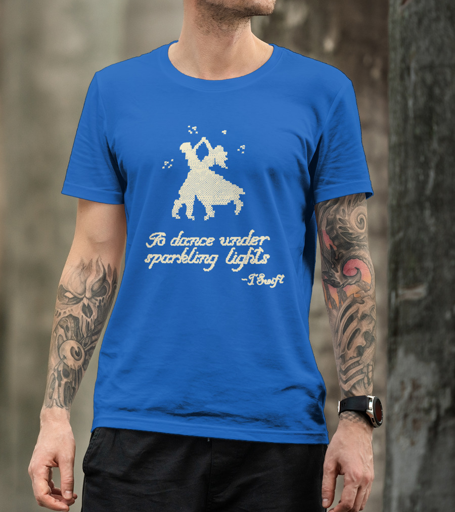 Taylor Swift To Dance Under Sparkling Lights Christmas Tree Farm Blue T-Shirt