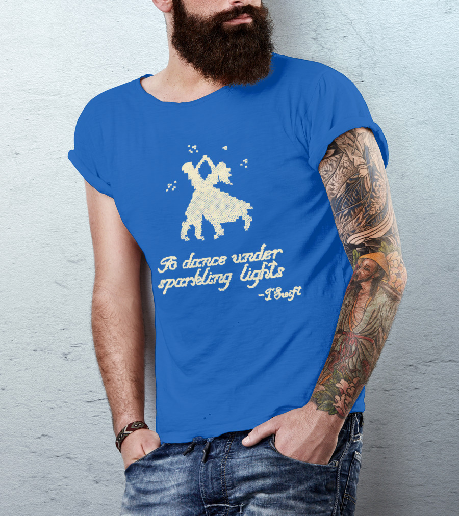 Taylor Swift To Dance Under Sparkling Lights Christmas Tree Farm Blue T-Shirt