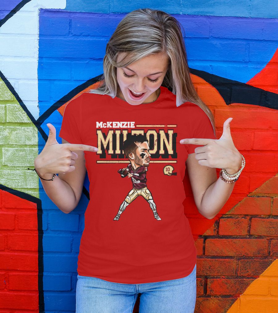 MCKENZIE MILTON FOOTBALL PLAYER CARTOON WITH HELMET NUMBER 10 T-Shirt