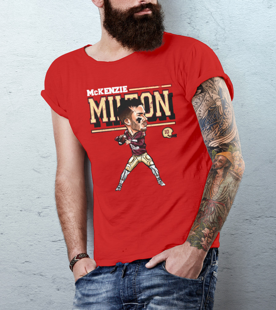 MCKENZIE MILTON FOOTBALL PLAYER CARTOON WITH HELMET NUMBER 10 T-Shirt
