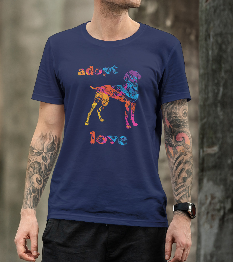 Adopt Love Rescue Dog Colorful T-Shirt