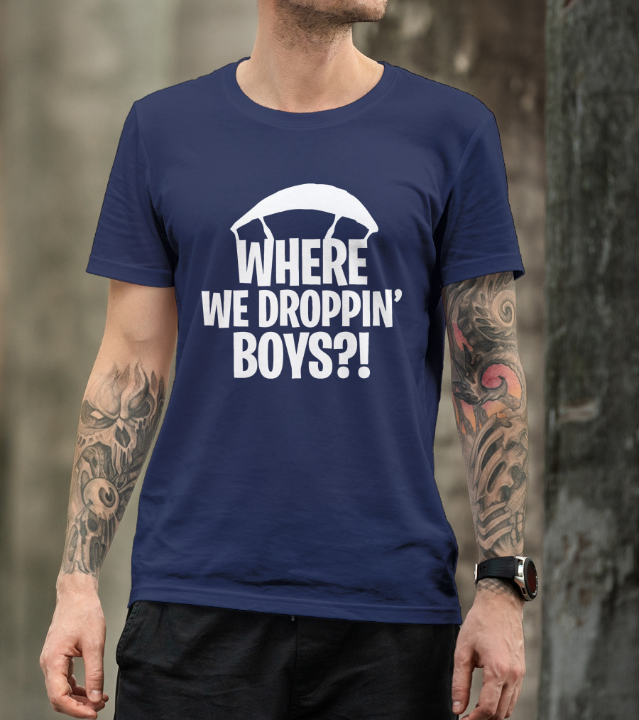 Go All Out Adult Where We Droppin' Boys Parachute T-Shirt