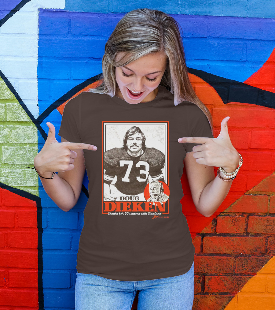 Doug Dieken 50 Seasons With Cleveland Football Number 73 Honors T-Shirt