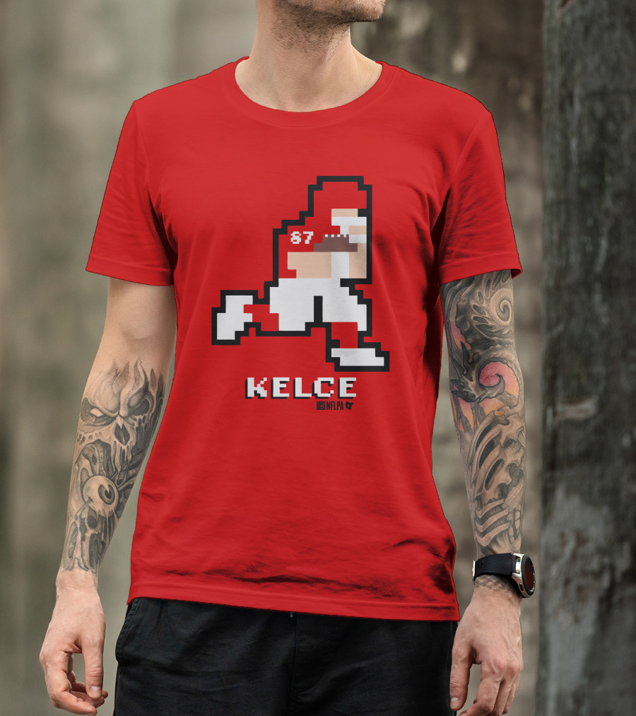 Kelce 87 NFLPA 8 Bit Retro Football Red T-Shirt